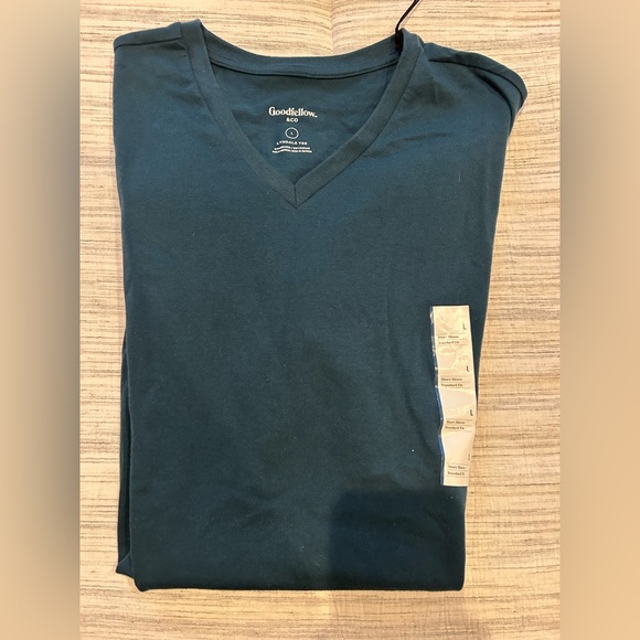 Goodfellow & Co Men's Teal V-Neck Shirt - Picture 4 of 5